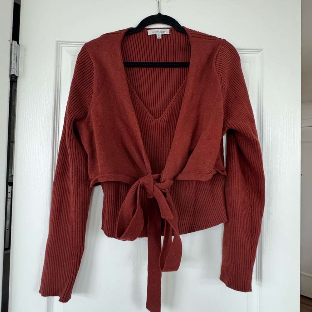 Toccin wrap sweater and attached shirt